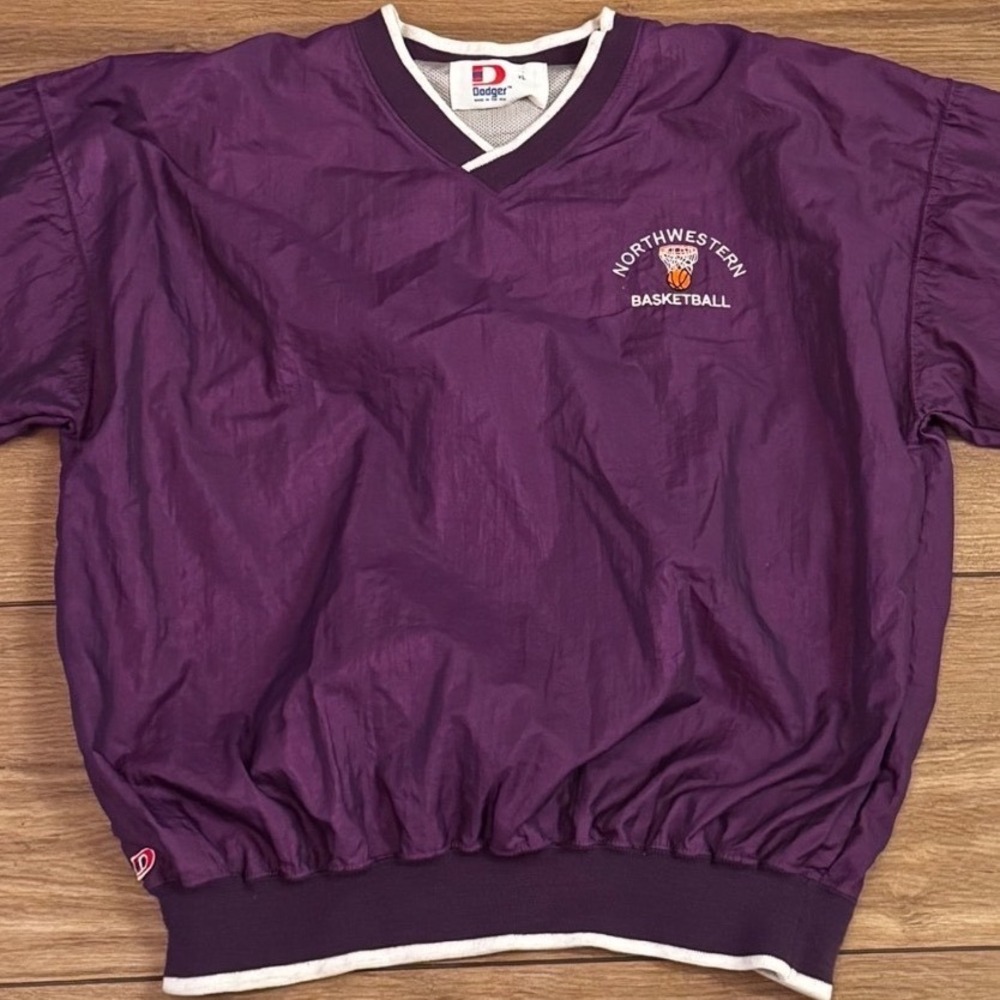 Vintage 90s Dodger Northwestern Basketball Pullover Jacket Made in USA Purple XL